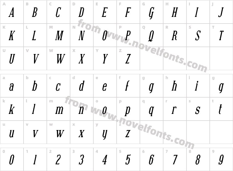 Covington Cond Bold ItalicCharacter Map