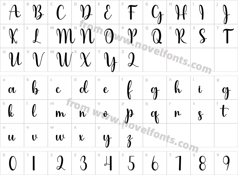 LilamilaRegularCharacter Map