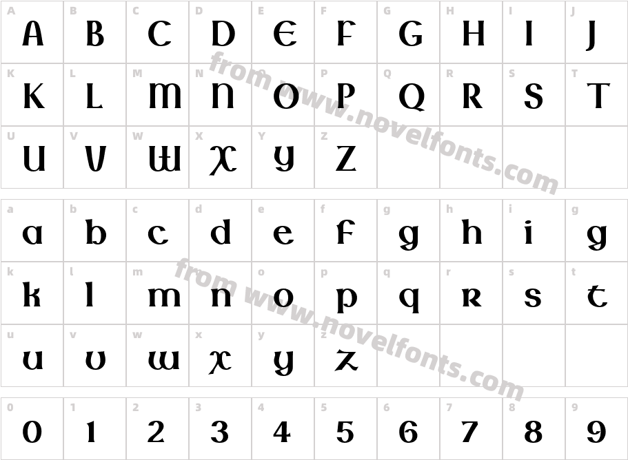 Lindisfarne Nova BT BoldCharacter Map