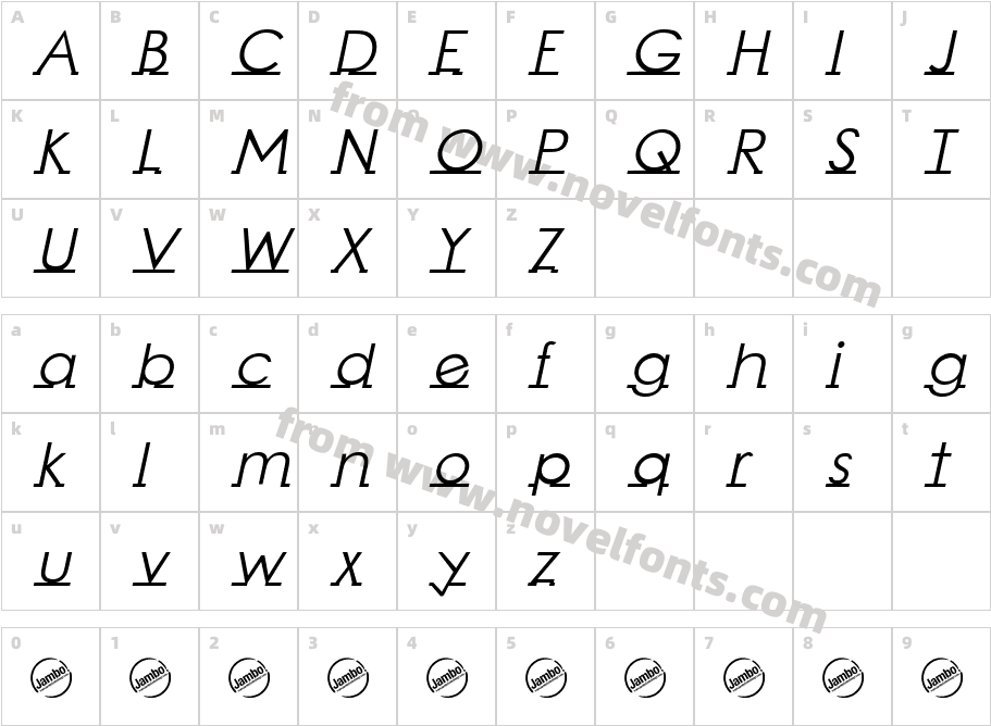 Linearmente-ItalicCharacter Map