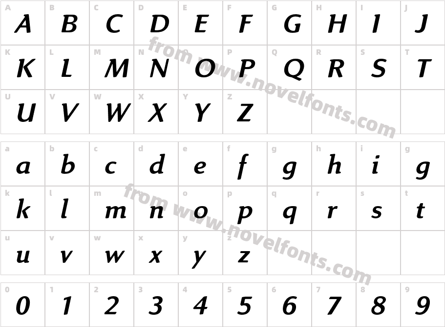 LinexSweetStd-ItalicCharacter Map