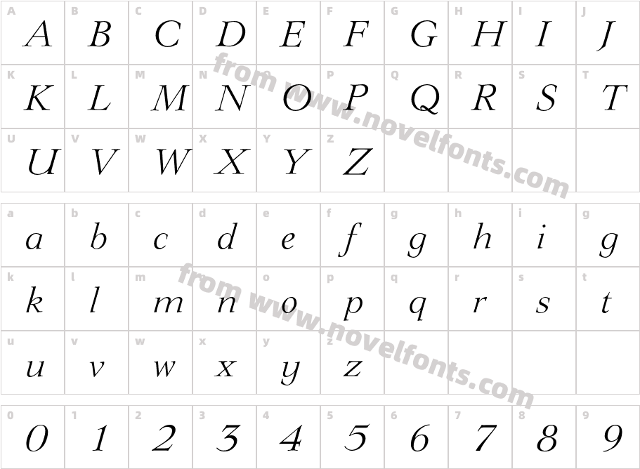 LingwoodEF-LightItalicCharacter Map