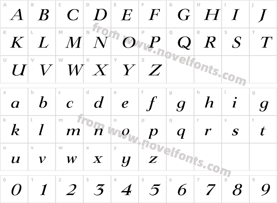 LingwoodEF-MediumItalicCharacter Map