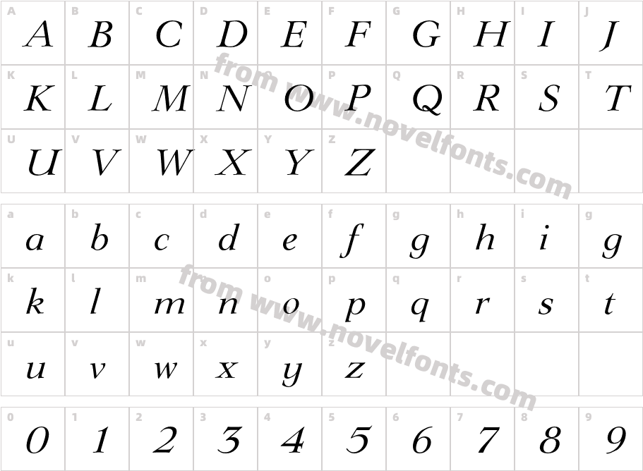 LingwoodEF-RegularItalicCharacter Map