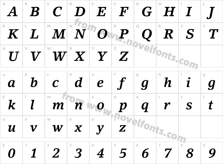 LinoLetter-BoldItalicCharacter Map