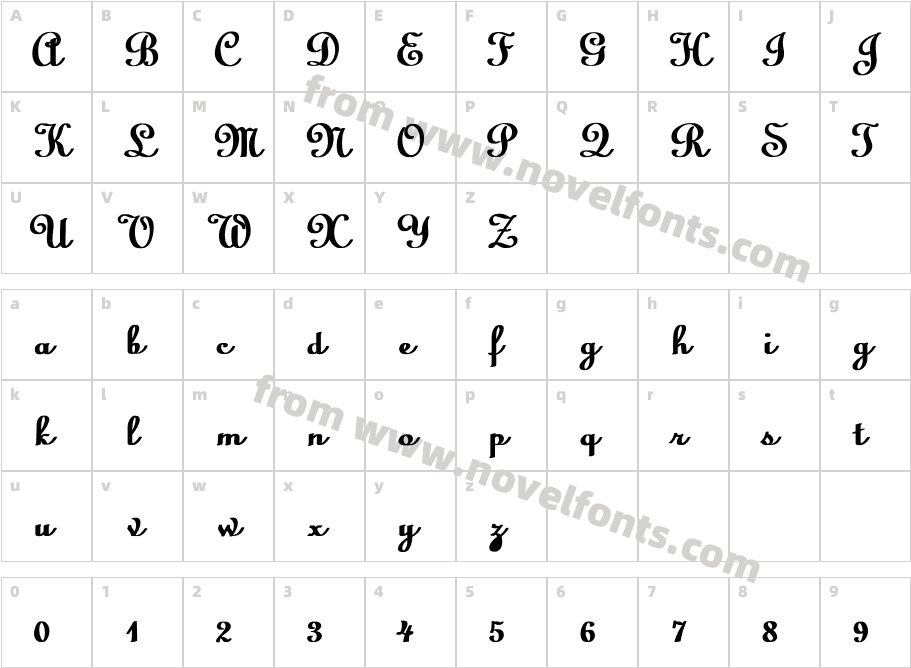 Linoscript BoldCharacter Map