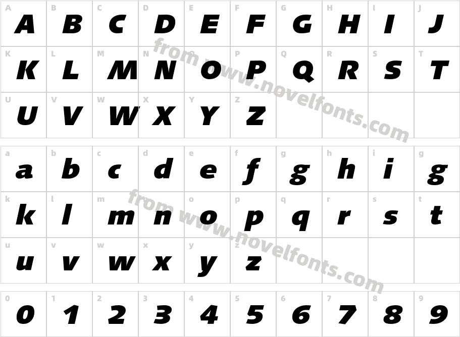 LinotypeSyntax-BlackItalicCharacter Map