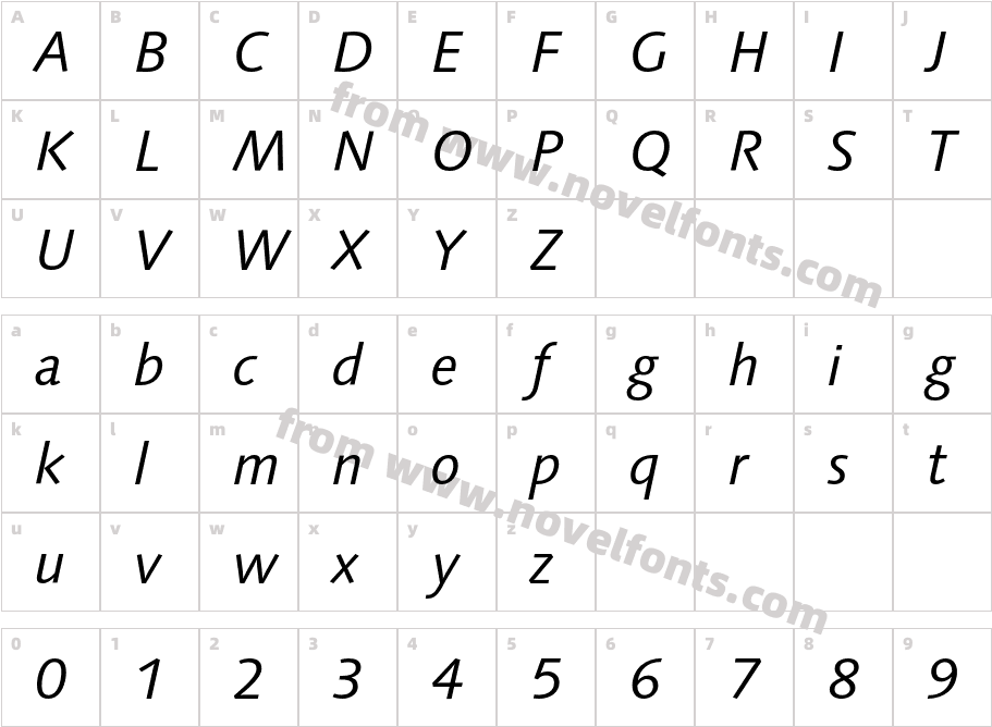 LinotypeSyntax-ItalicCharacter Map