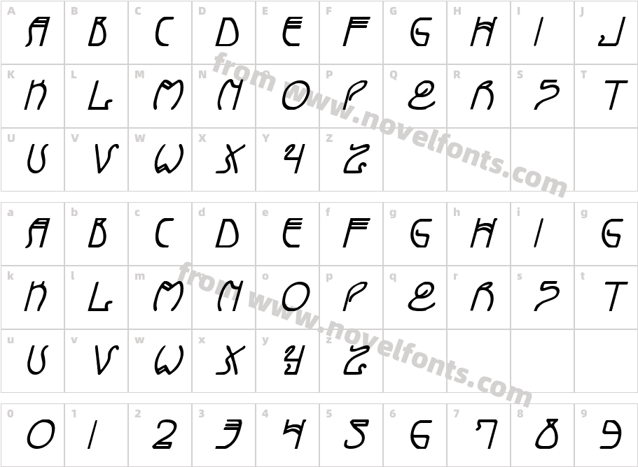 Coyote Deco Bold ItalicCharacter Map