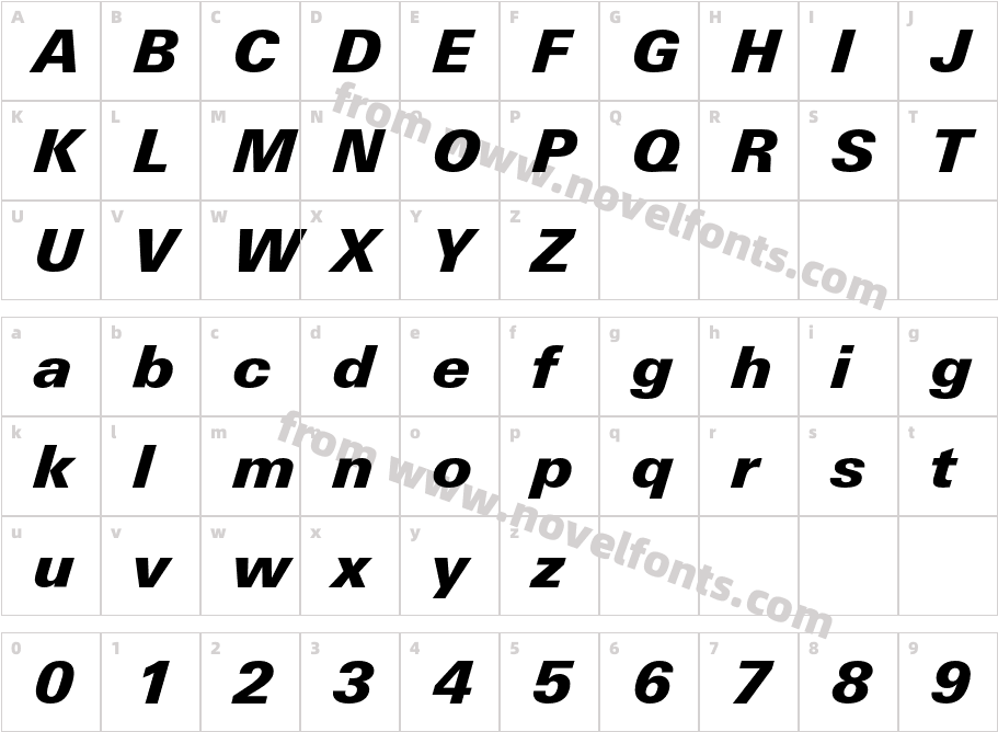 LinotypeUnivers-BasicBlackItalicCharacter Map