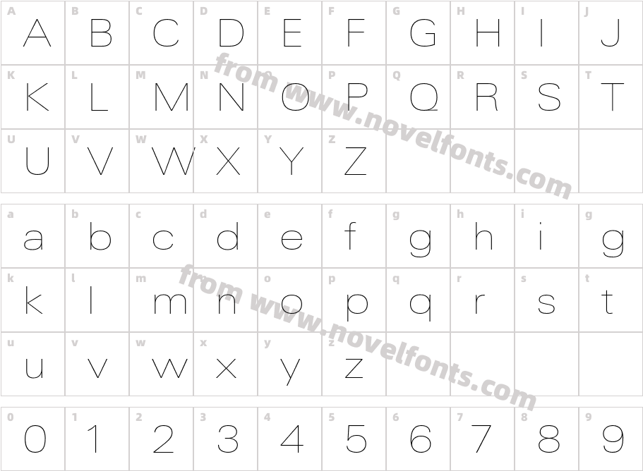 LinotypeUnivers-ExtdUltraLightCharacter Map