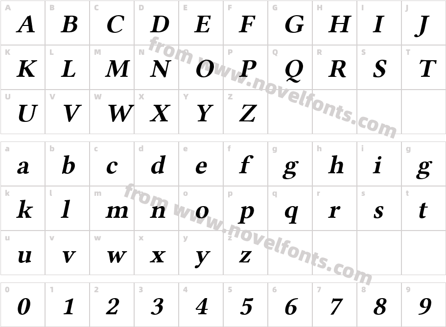 Linux Libertine Slanted BoldCharacter Map