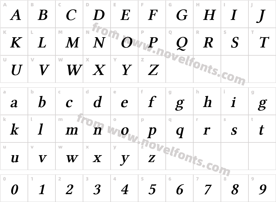 Linux Libertine Slanted SemiboldCharacter Map