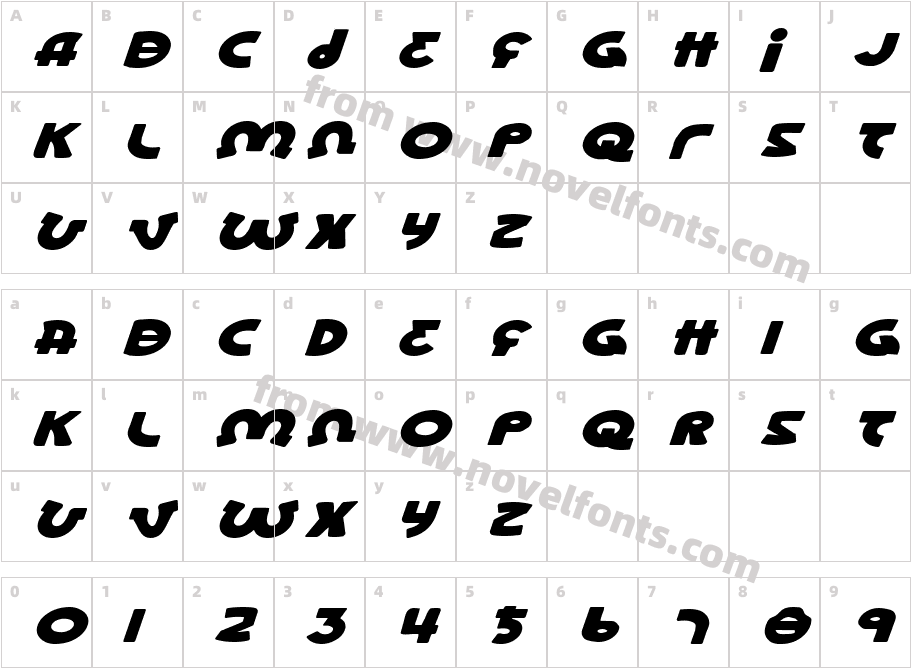 Lionel Expanded ItalicCharacter Map