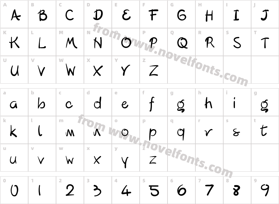 Lipograf RegularCharacter Map