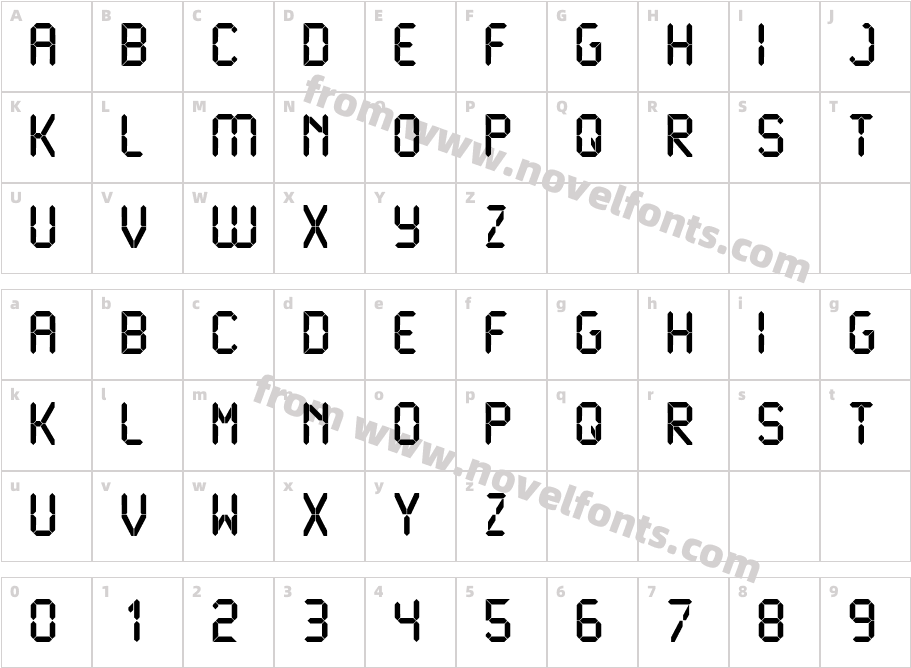 LiquidCrystal-BoldCharacter Map