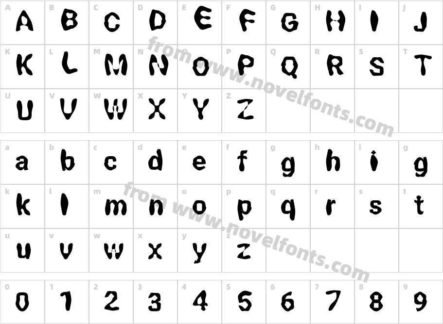 LiquidFontRegularCharacter Map