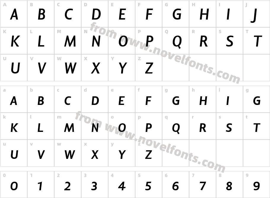 LisboaSansSC-BoldItalicCharacter Map