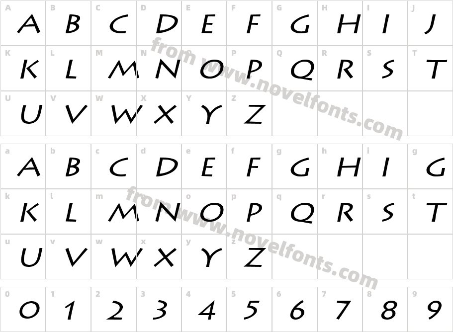 Liste Wide ItalicCharacter Map