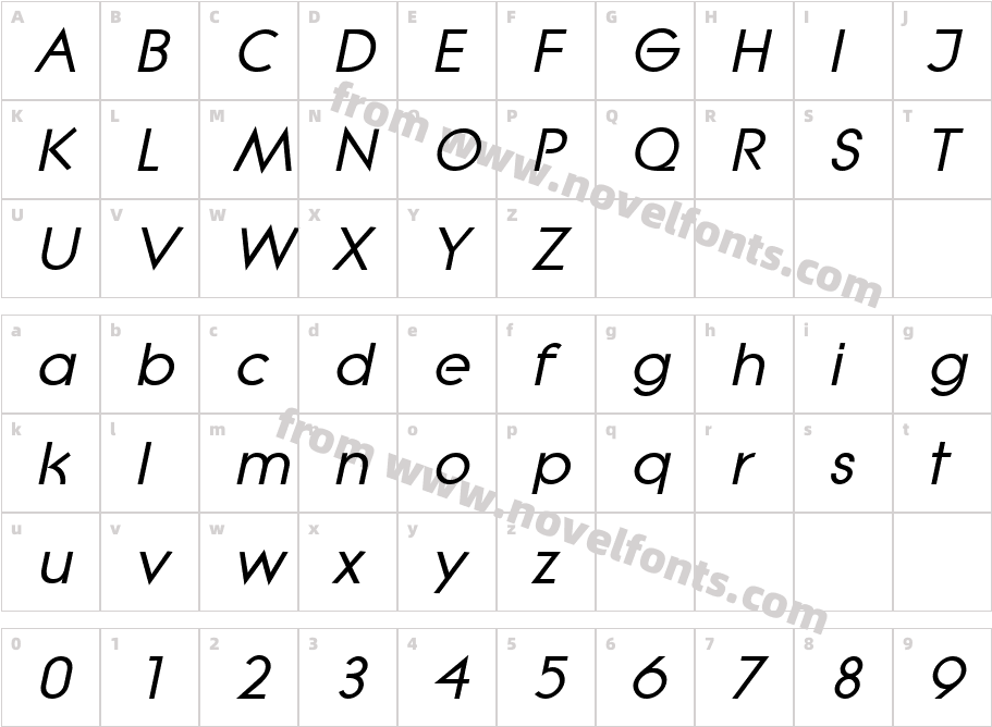 Lithe Bold ItalicCharacter Map