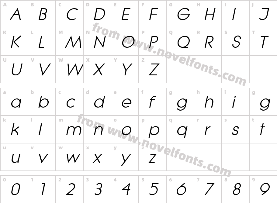 Lithe ItalicCharacter Map