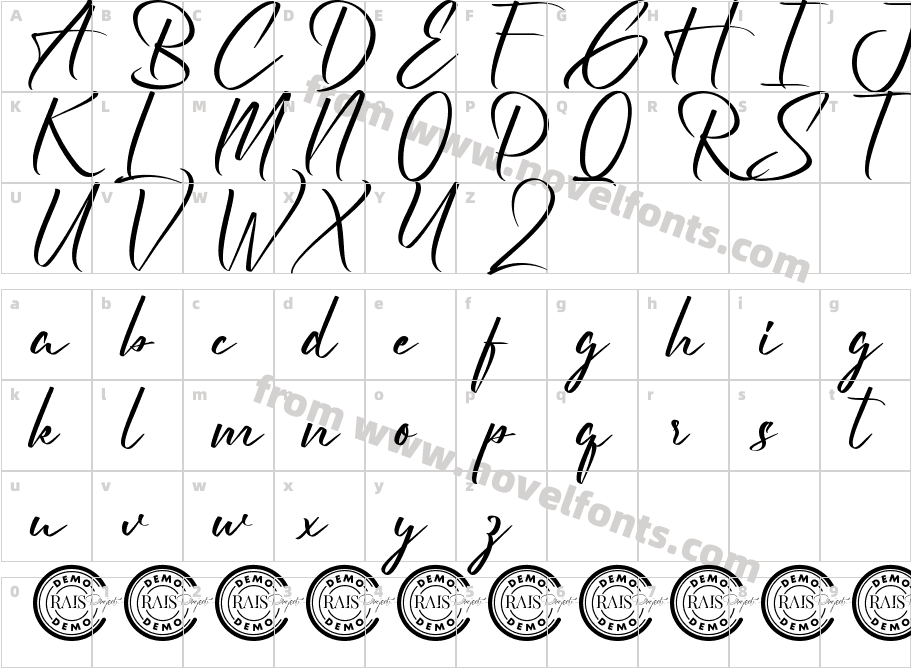 LithoniaDemoRegularCharacter Map