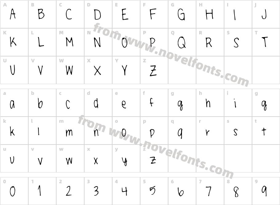 LittleMissPaperMoonsHandwritingCharacter Map