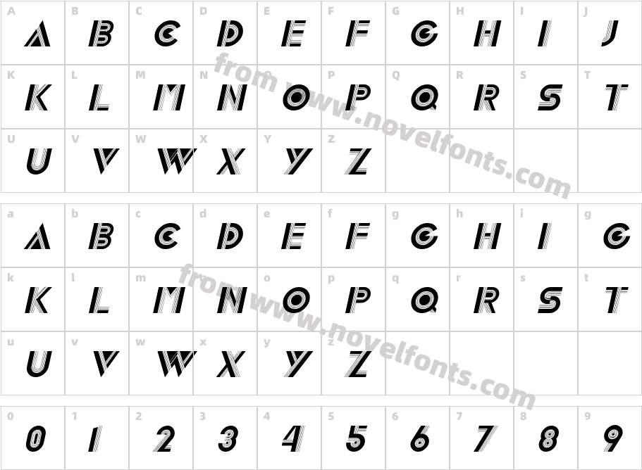 LivelyDisplayCaps ItalicCharacter Map