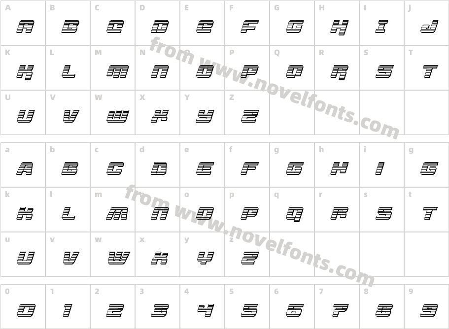 Livewired Chrome ItalicCharacter Map