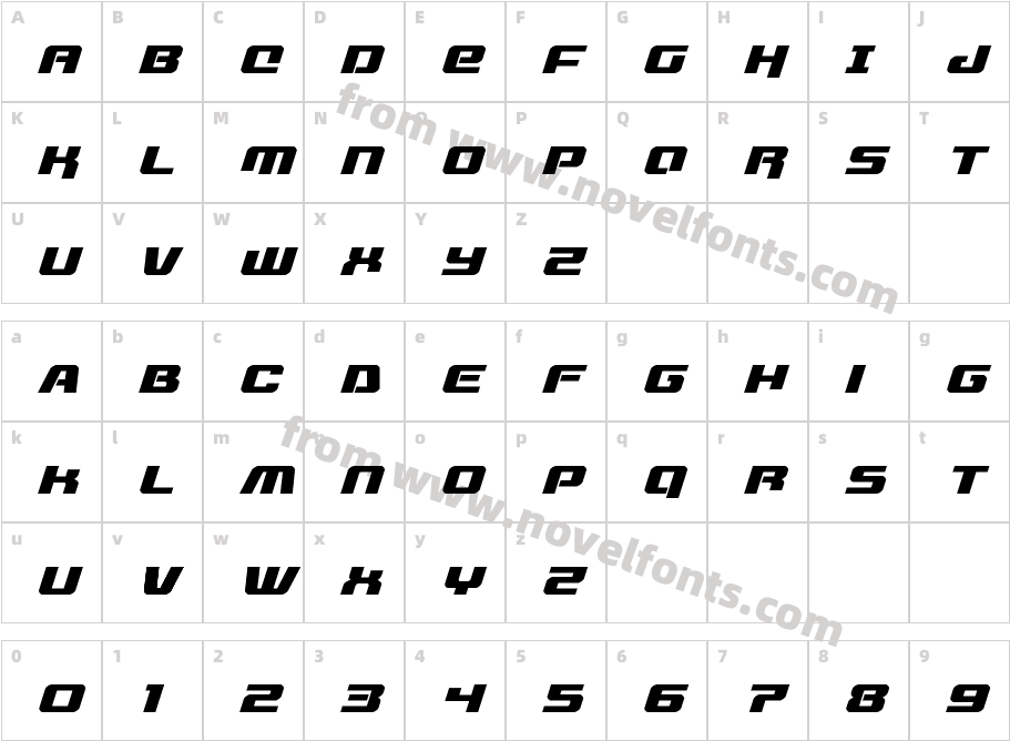 Livewired Expanded ItalicCharacter Map