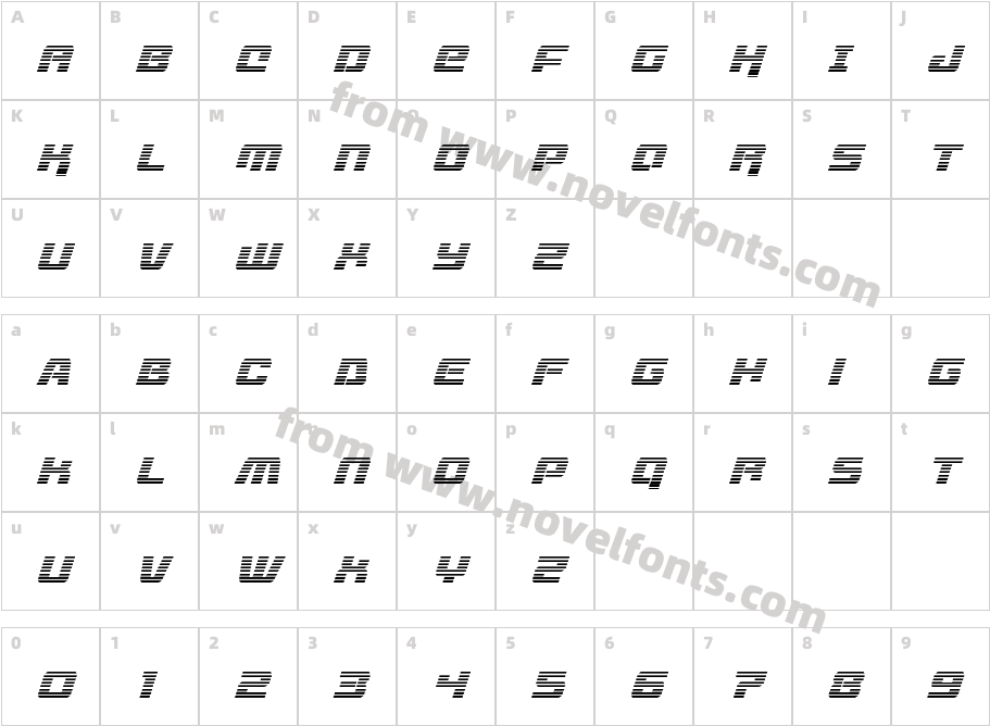 Livewired Gradient ItalicCharacter Map