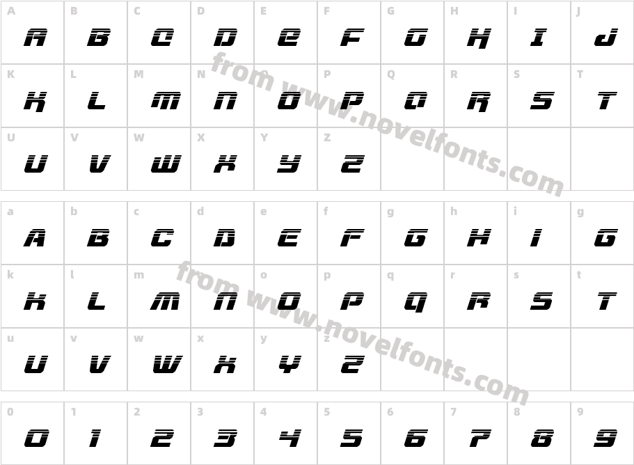 Livewired Halftone ItalicCharacter Map