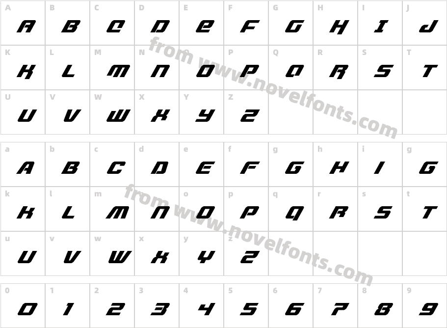 Livewired Super-ItalicCharacter Map