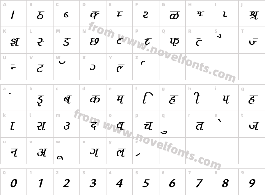 Liza Bold ItalicCharacter Map