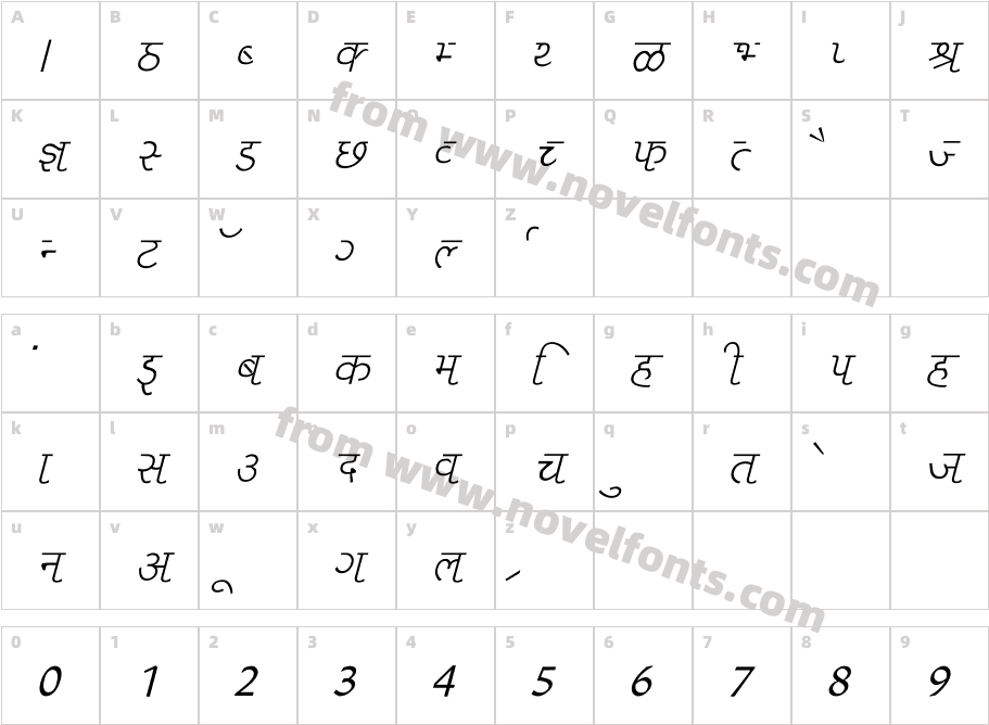 Liza ItalicCharacter Map