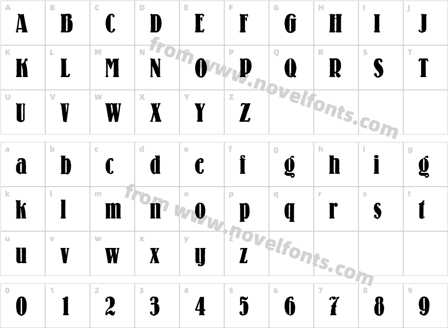 Lo-Type (R) Condensed MediumCharacter Map