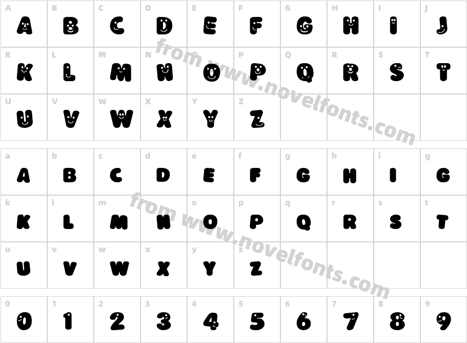 LoKinderSchrift DunkelCharacter Map