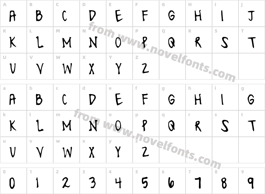 LonesomeFontCharacter Map