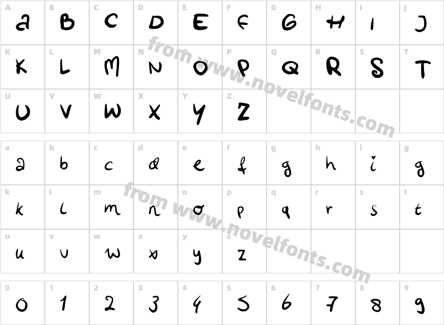 LottesHandwritingCharacter Map