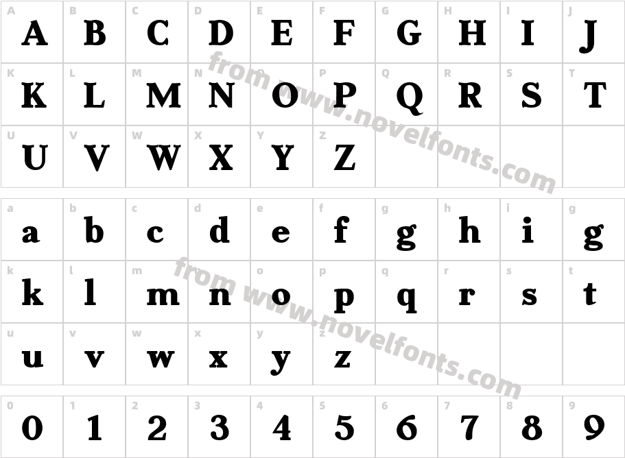 AabcedXBoldCharacter Map