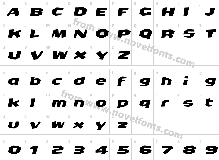 CrashBangWallop-MedItalicCharacter Map