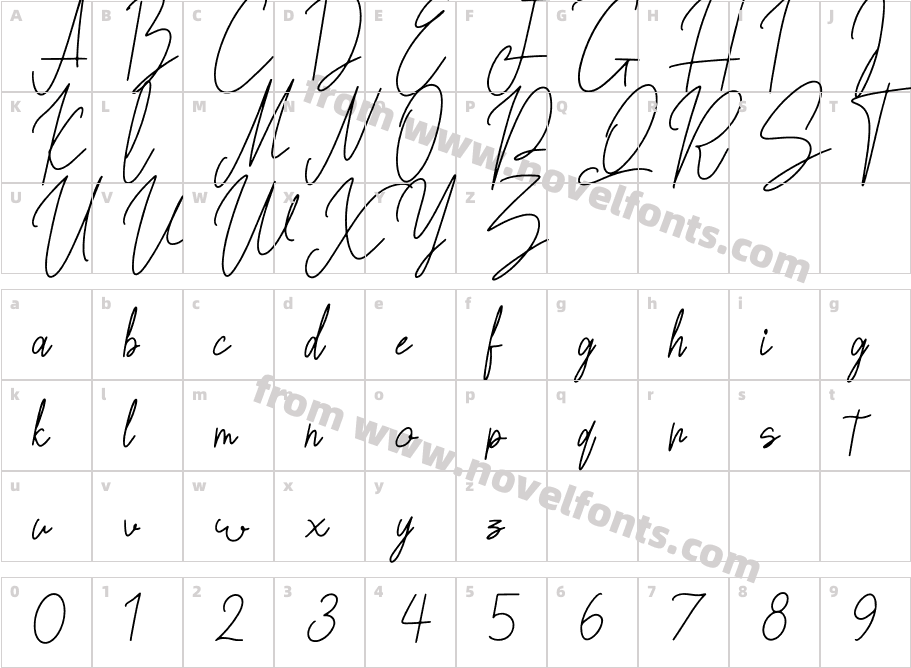 LovelyJeanneScriptRegularCharacter Map