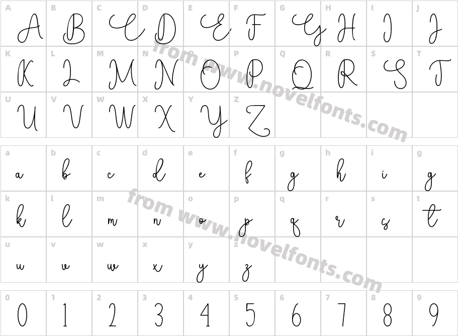 LoveyouMonolineRegularCharacter Map