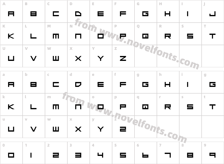 Low Gun Screen Bold ExpandedCharacter Map