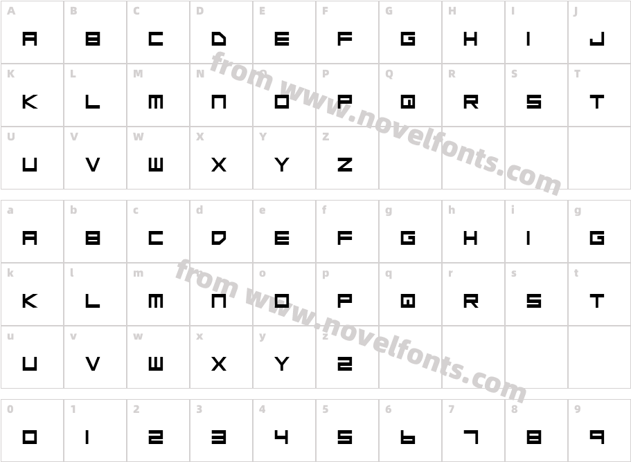 Low Gun Screen BoldCharacter Map