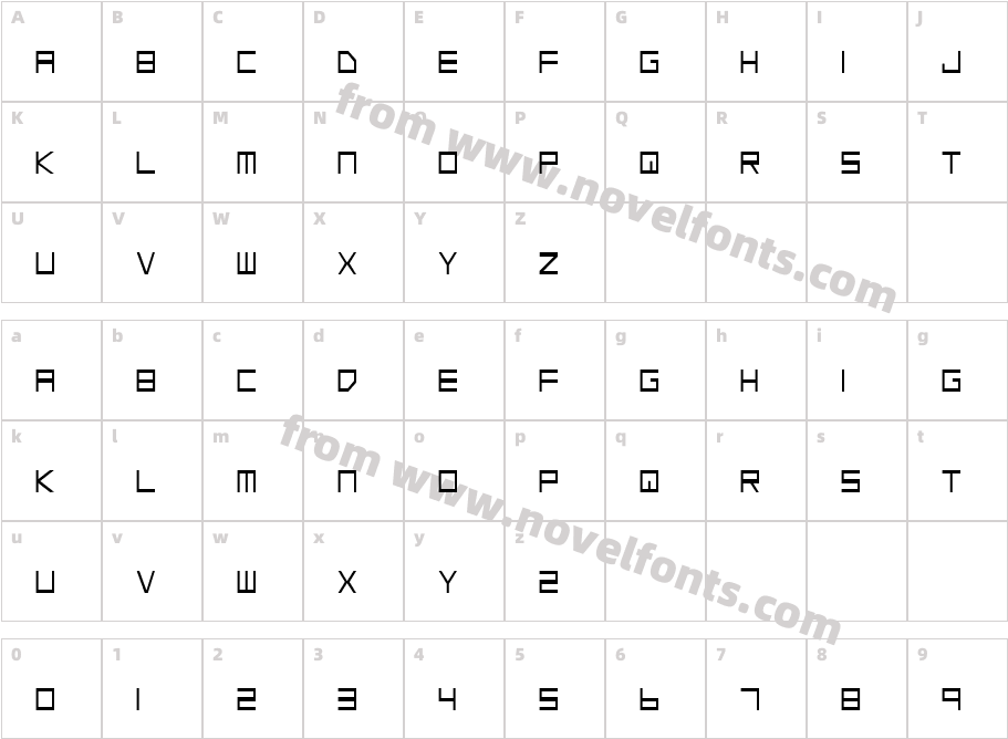 Low Gun Screen CondensedCharacter Map