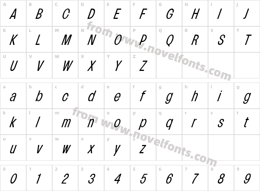 Lowball Neue Extra Light ItalicCharacter Map