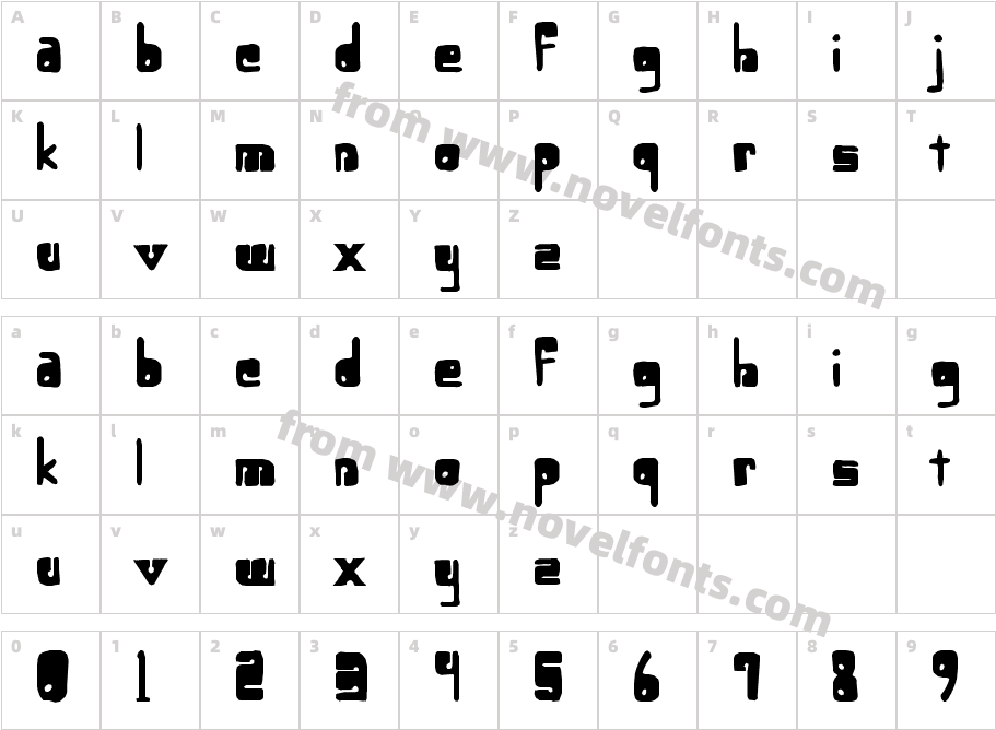 Lower-optic FibercaseCharacter Map