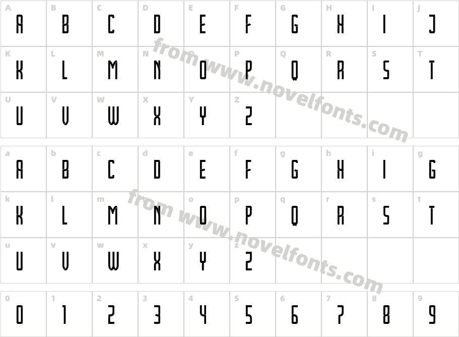 Loyalist Ultra CondensedCharacter Map