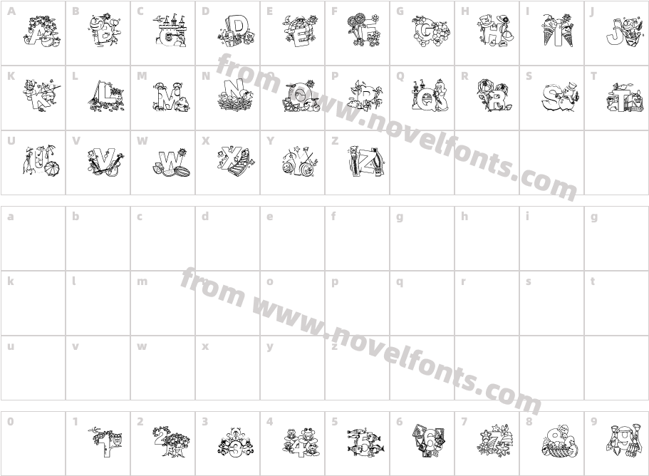 Crayola Kiddy FontCharacter Map